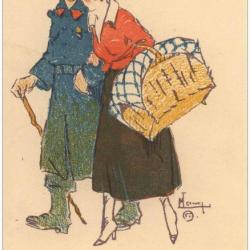 CPA illustrée LEROY Maurice Série Marraines et poilus Guerre 1914-18 Soldat Femme