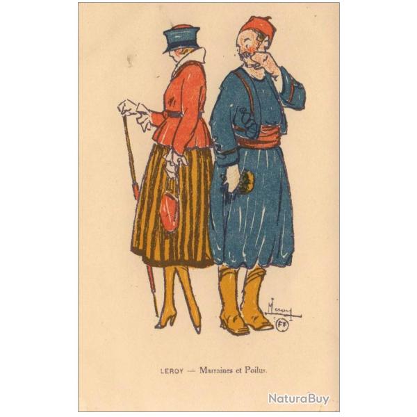 CPA illustre LEROY Maurice Srie Marraines et poilus Guerre Soldat Femme