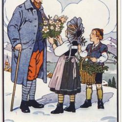 CPA illustrée Edel Guerre 1914-18 Bonne année Suisse
