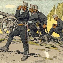 CPA illustrée Carl MOOS SUISSE Armée Suisse Guerre 1914-18 A la Frontière Artillerie de montagne