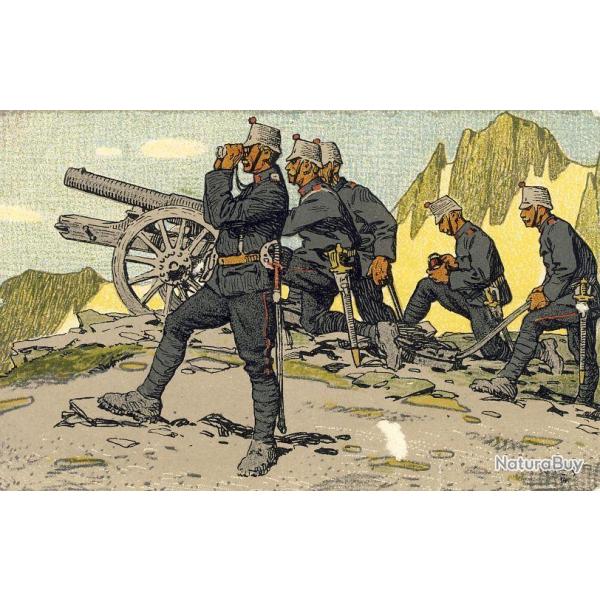 CPA illustre Carl MOOS SUISSE Arme Suisse Guerre 1914-18 A la Frontire Artillerie de montagne
