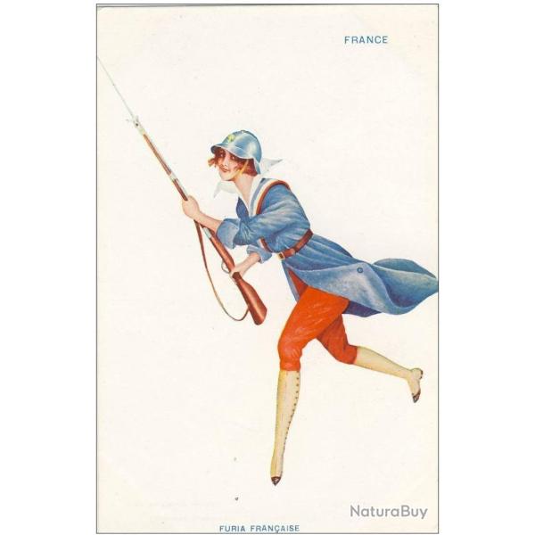 CPA illustre SAGER Xavier Femme soldat France Guerre