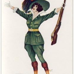 CPA illustrée SAGER Xavier Femme soldat Italie Guerre
