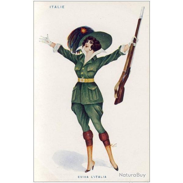 CPA illustre SAGER Xavier Femme soldat Italie Guerre
