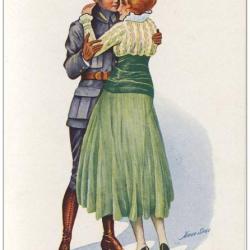 CPA illustrée SAGER Xavier Femme soldat Éternelle petite guerre Guerre 1914-18