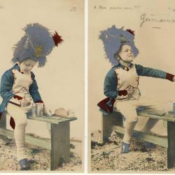 2 CPA militaria Patriotique enfant déguisé soldat