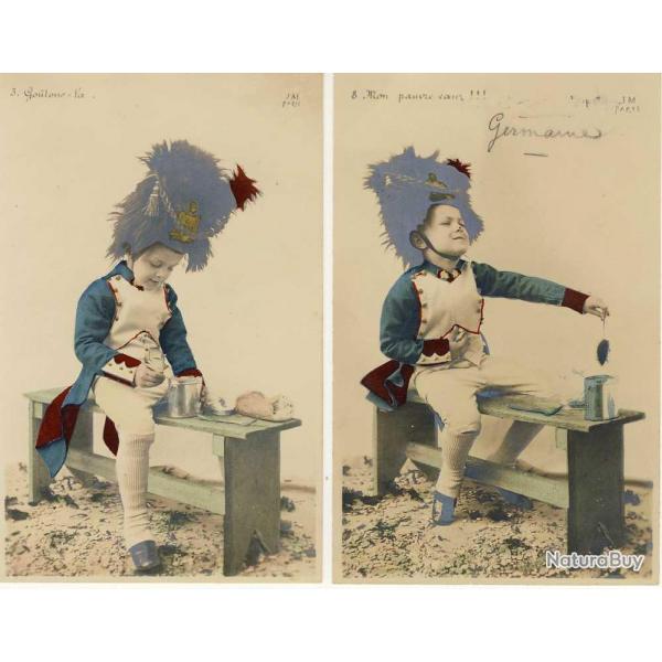 2 CPA militaria Patriotique enfant dguis soldat