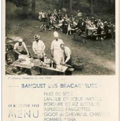 CPA Marchairuz 1938 Menu Banquet Bracailleurs Club de Tir Vaud Suisse