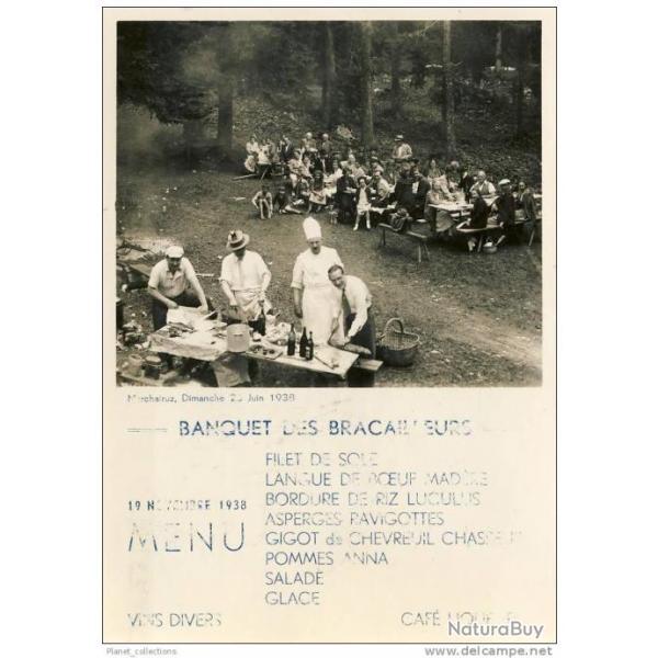 CPA Marchairuz 1938 Menu Banquet Bracailleurs Club de Tir Vaud Suisse