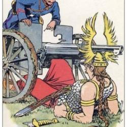 CPA Illustrateur KOISTER Soldat Artillerie canon Satire