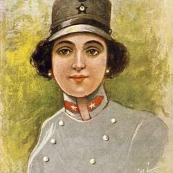 Illustrateur BUZZINI Femme Soldat Italie Uniforme Guerre