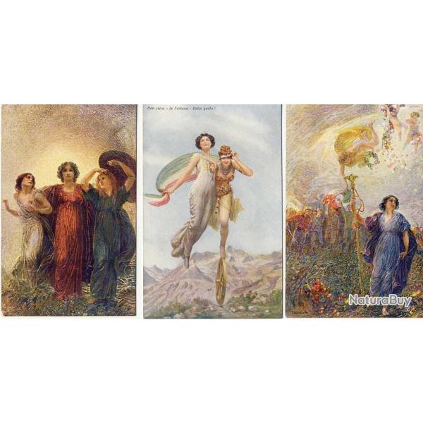 Illustrateur (Italien) Femme Amore Guerre 1914-18