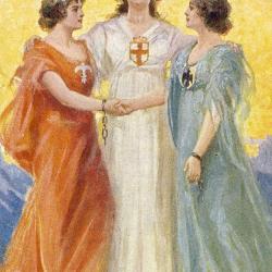 Illustrateur VECCHI F. (Italien) Femme Pax Paix Guerre