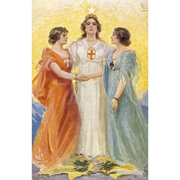 Illustrateur VECCHI F. (Italien) Femme Pax Paix Guerre