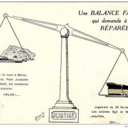 Illustrateur SALVIC Justice Balance faussée Suisse Guerre