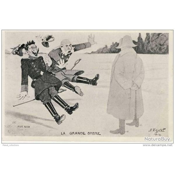 Illustrateur VIGNAL S. La grande ombre Satire Guerre