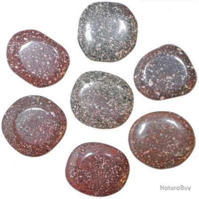 Pendentif Galet Plat En Porphyre Impérial Rouge - Pierre Naturelle - Marque Naturosphère - Neuf Avec étiquettes