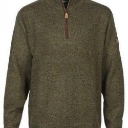 Pull de chasse col zippé kaki broderie Percussion
