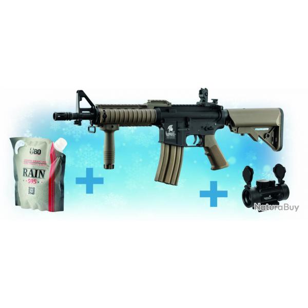 Pack replique AEG LT-02C MK18 MOD0 M4 avec point rouge et silencieux 1J Lancer Tactical