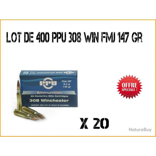 400 Munitions PPU 308 WIN FMJ 145 grains 