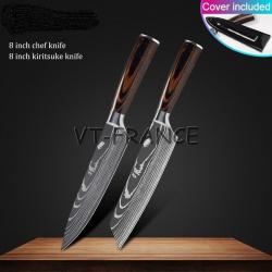 Set Couteau Japonais Pro Santoku Style Damas, Modele: 2pcs-Set 2