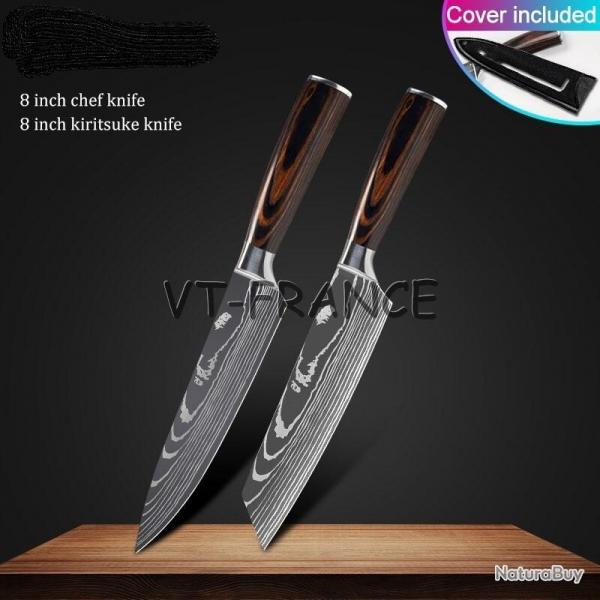 Set Couteau Japonais Pro Santoku Style Damas, Modele: 2pcs-Set 2