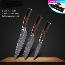 Set Couteau Japonais Pro Santoku Style Damas, Modele: 3pcs-Set 2