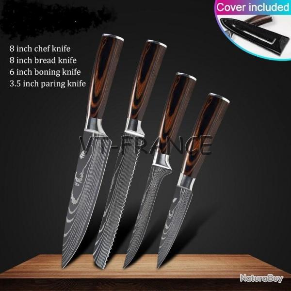 Set Couteau Japonais Pro Santoku Style Damas, Modele: 4pcs-Set 2