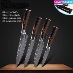 Set Couteau Japonais Pro Santoku Style Damas, Modele: 4pcs-Set 3