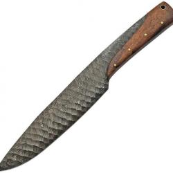 Couteau Lame Fixe DAMAS Manche en bois avec Etui en Cuir dm120207