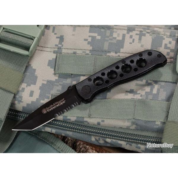 Couteau Smith&Wesson ExtremeOps Tanto Lame Acier 7Cr17MoV Manche Alu Linerlock Clip SWCK5TBSCP