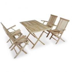 Mobilier à dîner d'extérieur 5 pcs Bois de teck massif 44686