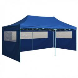 Tente de réception pliable avec 4 parois 3x6 m Acier Bleu 48865