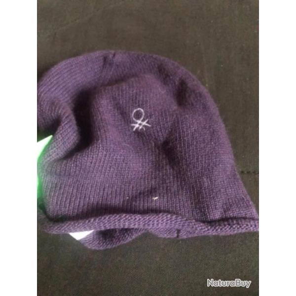1 bonnet enfant 12 / 18 mois bleu violet benetton