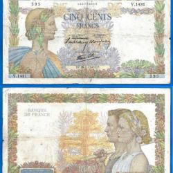 France 500 Francs 1940 La Paix Grand Billet Europe Frc Frcs