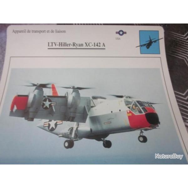 FICHE  AVIATION  TYPE TRANSPORT ET DE LIAISON  /  LTV HILLER RYAN XC 142 A    USA