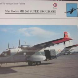 FICHE  AVIATION  TYPE TRANSPORT ET DE LIAISON  /  MAX HOLSTE MH 260 SUPER BROUSSARD   FRANCE
