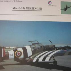 FICHE  AVIATION  TYPE TRANSPORT ET DE LIAISON  /  MILES M 38 MESSENGER  G BRETAGNE