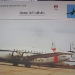 FICHE  AVIATION  TYPE TRANSPORT ET DE LIAISON  /  BREGUET 765 SAHARA FRANCE