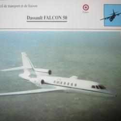 FICHE  AVIATION  TYPE TRANSPORT ET DE LIAISON  /  DASSAULT FALCON 50   FRANCE