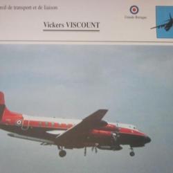FICHE  AVIATION  TYPE TRANSPORT ET DE LIAISON  /  VICKER VISCOUNT   G BRETAGNE