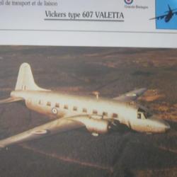 FICHE  AVIATION  TYPE TRANSPORT ET DE LIAISON  /  VICKERS TYPE 607 VALETTA  G BRETAGNE