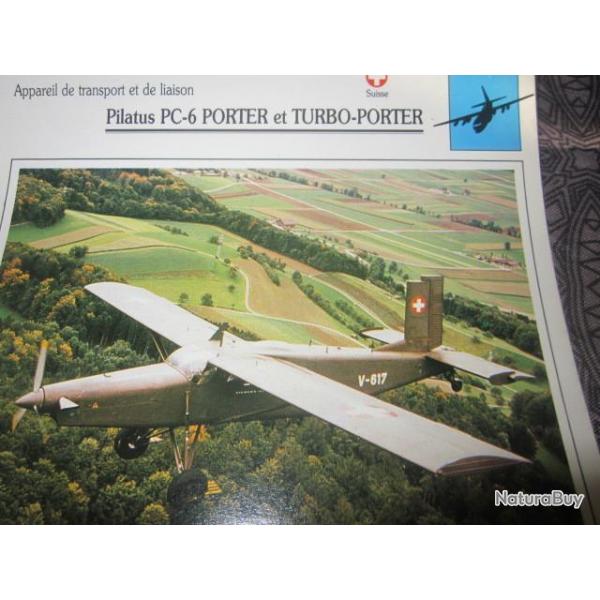 FICHE  AVIATION  TYPE TRANSPORT ET DE LIAISON  /  PILATUS PC 6 PORTER   SUISSE