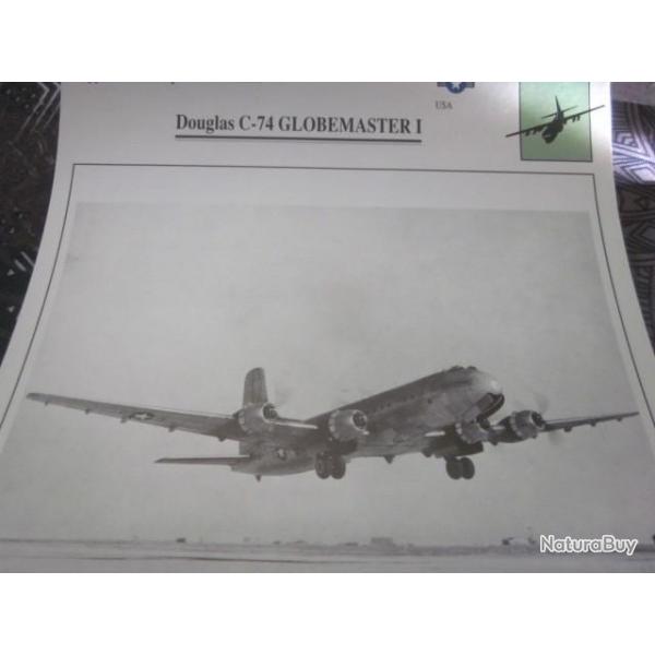 FICHE  AVIATION  TYPE TRANSPORT ET DE LIAISON  /  DOUGLAS C 74 GLOBEMASTER I   USA