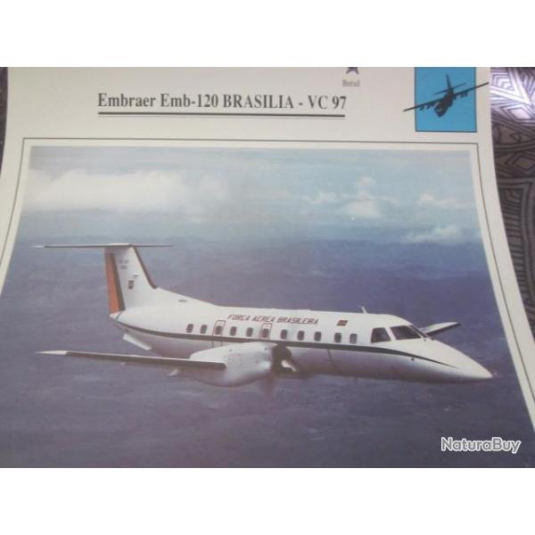 FICHE  AVIATION  TYPE TRANSPORT ET DE LIAISON  /  EMBRAER EMB 120 BRASILIA VC 97