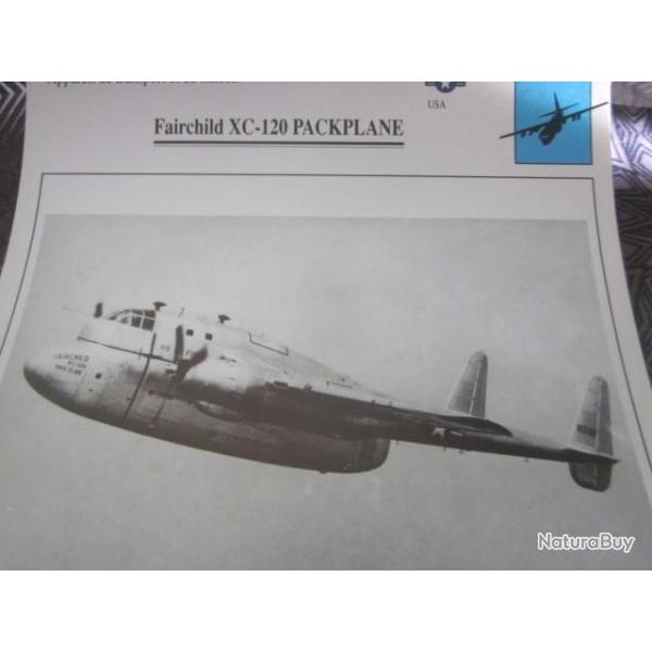 FICHE  AVIATION  TYPE TRANSPORT ET DE LIAISON  /  FAIRCHILD XC 120 PACKPLANE