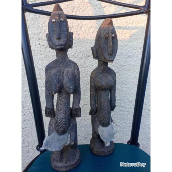 ANCIENNE STATUE COUPLE DOGON MALIE .