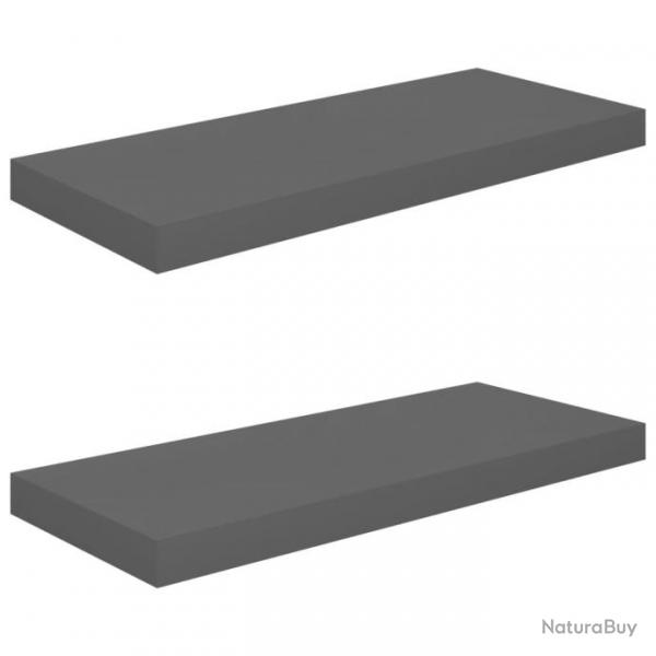 tagre murale flottante 2 pcs Gris brillant 60x23,5x3,8 cm MDF 323791