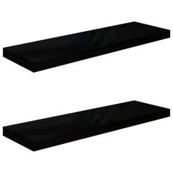 Étagère murale flottante 2 pcs Noir brillant 80x23,5x3,8 cm MDF 323773