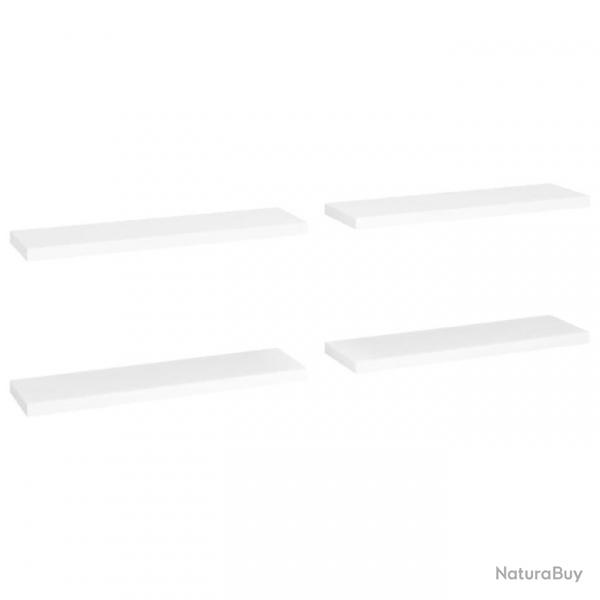 tagres murales flottantes 4 pcs Blanc 90x23,5x3,8 cm MDF 323819